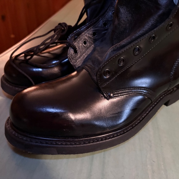 NEW Vintage Mens Lehigh Black Leather Steel Toe Combat Boots  Size 9 C
